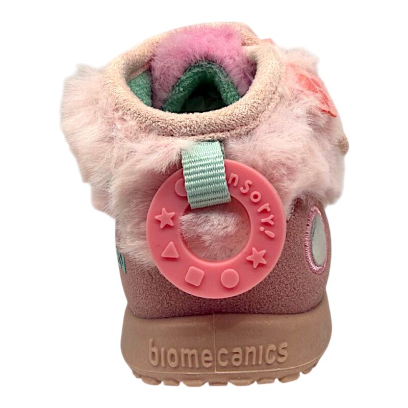 Pantofole invernali primi passi rosa chiaro per bambina con orsetto, dettagli tiffany-rosa-celeste e chiusura a strappo - Biomecanics 5 Pantofole invernali primi passi rosa chiaro per bambina con orsetto, dettagli tiffany-rosa-celeste e chiusura a strappo - Biomecanics