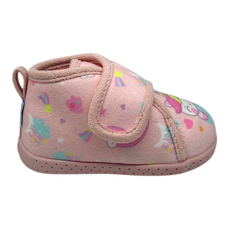 Pantofole nido barefoot rosa chiaro-multicolor per bambina con unicorno sulla punta e chiusura a strappo - Garvalín 2 Pantofole nido barefoot rosa chiaro-multicolor per bambina con unicorno sulla punta e chiusura a strappo - Garvalín
