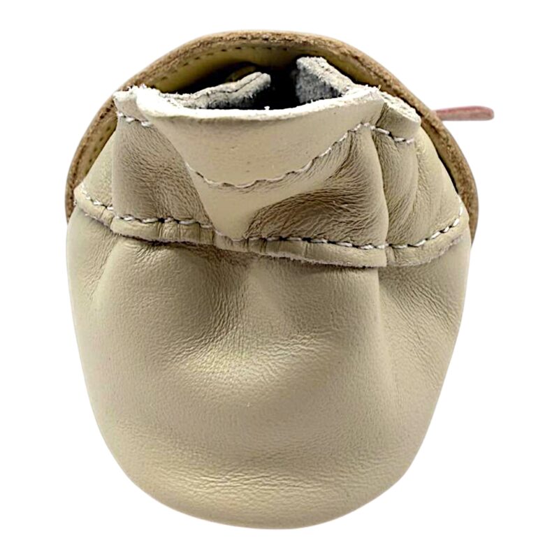 Pantofoline Soft Sole in pelle beige per bambina primi passi e patch con pecorella - Bobux 2 Pantofoline Soft Sole in pelle beige per bambina primi passi e patch con pecorella - Bobux