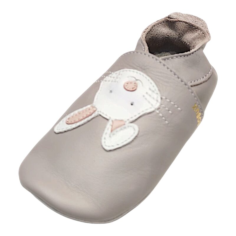 Pantofoline Soft Sole in pelle lilla per bambina primi passi e patch con musetto di coniglio - Bobux 1 Pantofoline Soft Sole in pelle lilla per bambina primi passi e patch con musetto di coniglio - Bobux