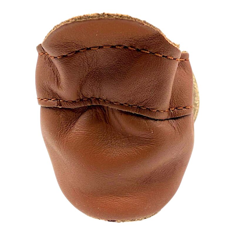 Pantofoline Soft Sole in pelle cuoio-marrone-beige unisex primi passi e patch con cerbiatto - Bobux 2 Pantofoline Soft Sole in pelle marrone e beige unisex primi passi e patch con cerbiatto - Bobux