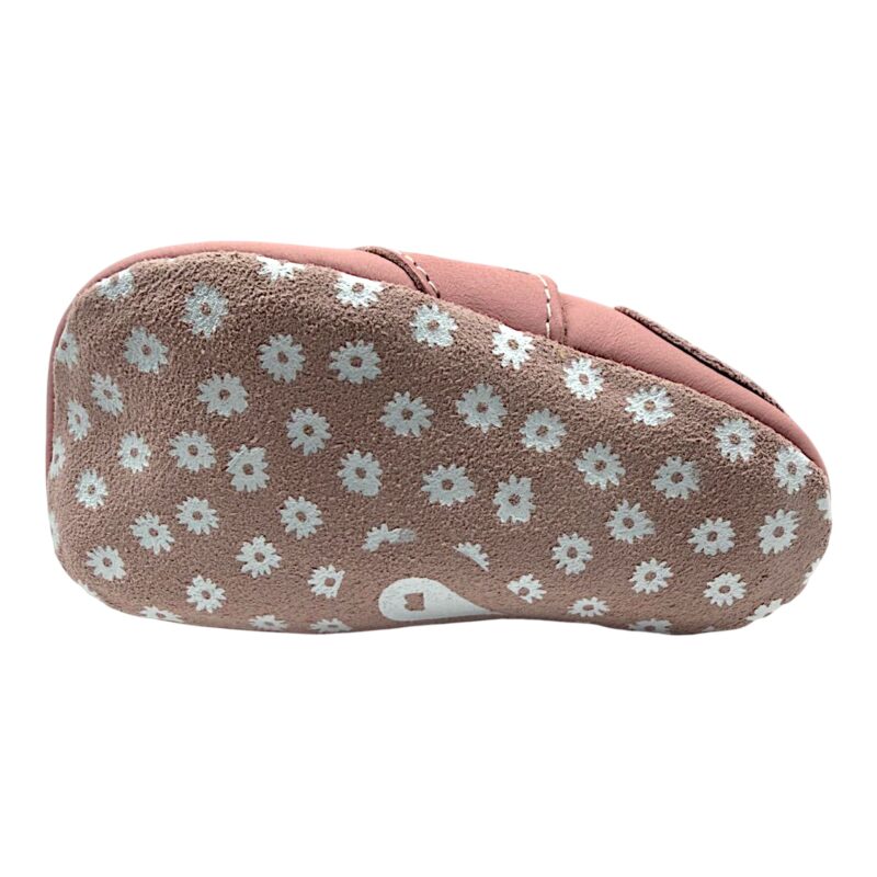 Pantofoline Soft Sole in pelle rosa antico per bambina primi passi e patch con pulcino - Bobux 3 Pantofoline Soft Sole in pelle rosa antico per bambina primi passi con pulcino - Bobux
