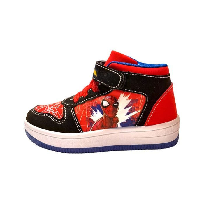 Sneakers alta Spider-Man rossa nera Easy Shoes sinistra