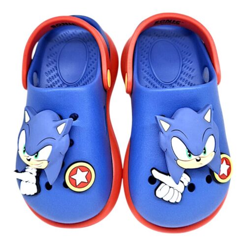 Sabot tipo crocs Sonic 3D rosso - blu con fascia posteriore per bambino – Coriex