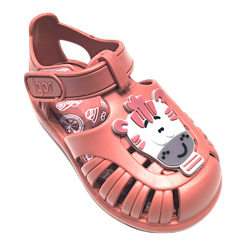 Sandali ragnetto da mare in gomma rosa con zebra e strappo - Igor 1 Sandali ragnetto da mare in gomma rosa con zebra e strappo - Igor
