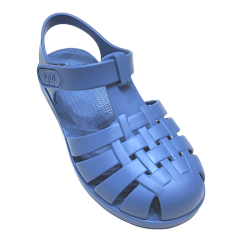 Sandali ragnetto da mare per bambino in gomma azzurra con 50% di materiale riciclato e strappo - Igor