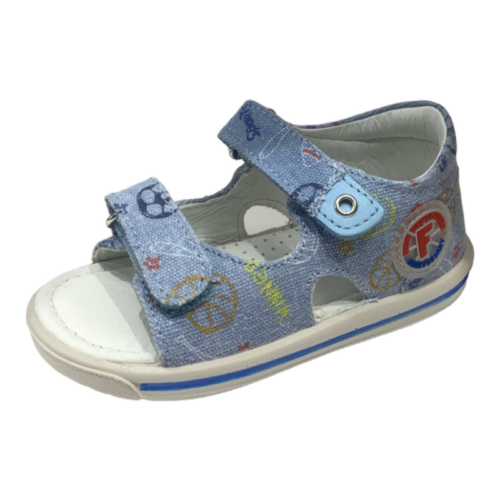 Sandalo Nemo celeste con disegni multicolor e doppio strappo – Falcotto