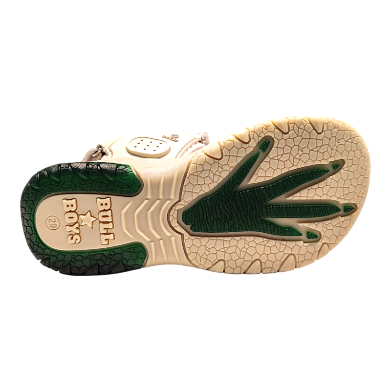 Sandalo Raptor bianco-verde per bambino con suono "ROAR" e tre strappi – Bull Boys 5 Sandalo Raptor bianco-verde per bambino con suono ROAR e tre strappi – Bull Boys