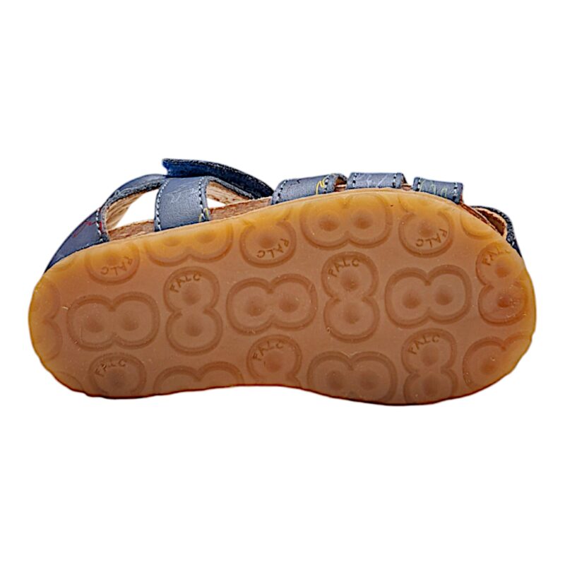 Sandalo a ragnetto blu primi passi per bambino con stampa squaletti colorati e strappo - Falcotto