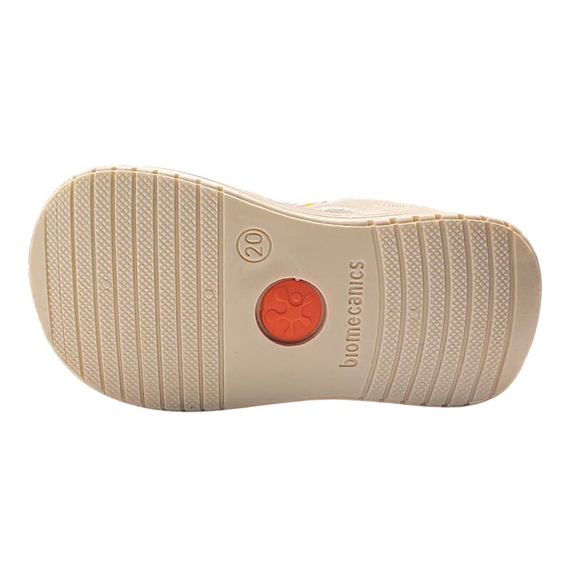Sandalo a ragnetto per bambina primi passi in tessuto rosa con stelle multicolor e strappo – Biomecanics 5 Sandalo a ragnetto per bambina primi passi in tessuto rosa con stelle multicolor e strappo – Biomecanics