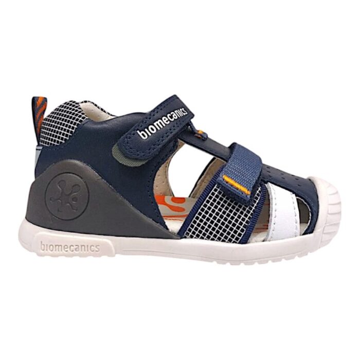 Sandalo-a-ragnetto-per-bambino-di-colore-blu-con-doppio-strappo-Biomecanics