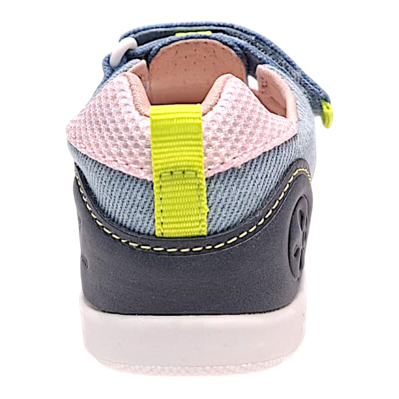Sandalo a ragnetto primi passi in tessuto jeans-rosa per bambina con strappo – Biomecanics 4 Sandalo a ragnetto primi passi in tessuto jeans-rosa per bambina con strappo – Biomecanics