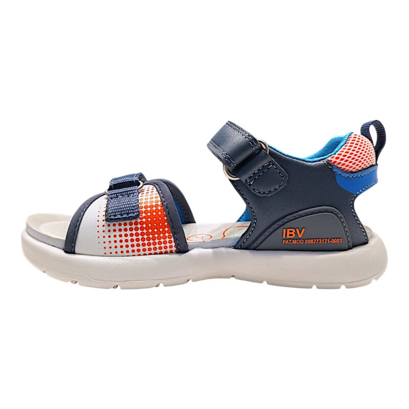 Sandalo arancio-bianco-blu petrolio per bambino con doppio strappo – Biomecanics 3 Sandalo arancio-bianco-blu petrolio per bambino con doppio strappo – Biomecanics