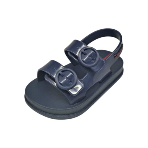 Sandalo baby in gomma per bambino blu con doppie fasce a strappo e chiusura dietro – Ipanema