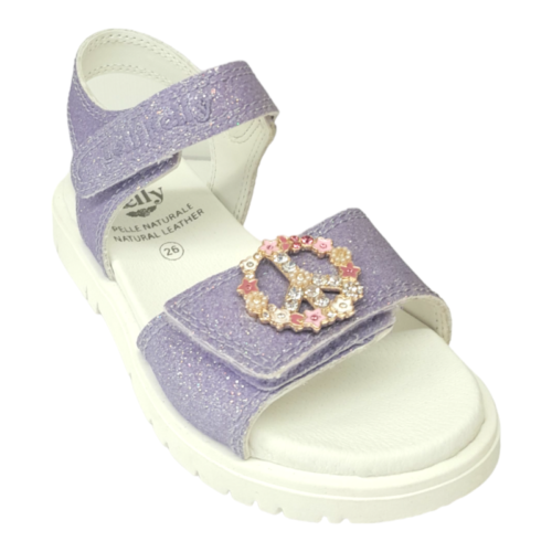 Sandalo bambina Felicia con dettaglio gioiello e chiusura a strappo - Lelli Kelly