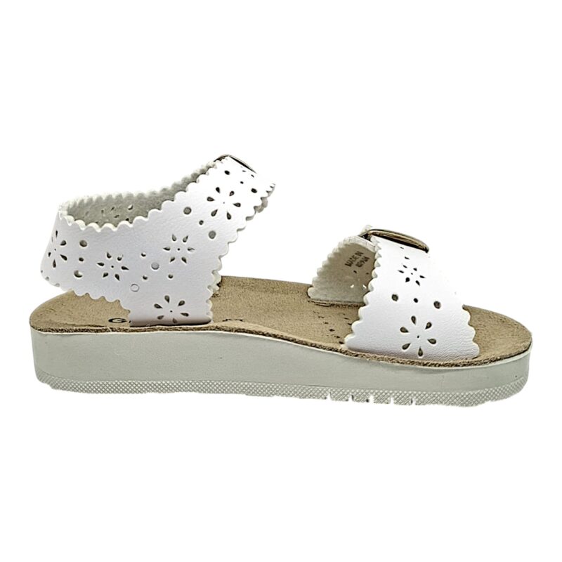 Sandalo bambina bianco con intarsi floreali e cinturini con fibbie - Geox 2 Sandalo bambina bianco con intarsi floreali e cinturini con fibbie - Geox