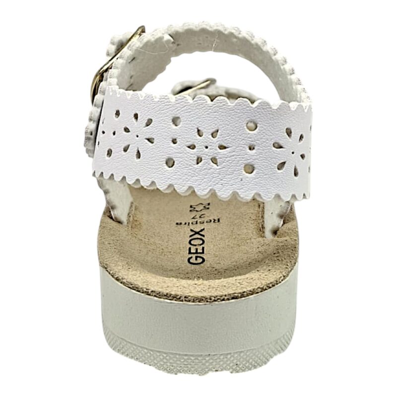 Sandalo bambina bianco con intarsi floreali e cinturini con fibbie - Geox 4 Sandalo bambina bianco con intarsi floreali e cinturini con fibbie - Geox