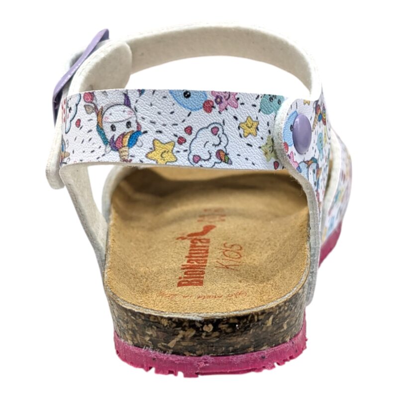 Sandalo bambina bianco con unicorni, cuoricini e stelline multicolor