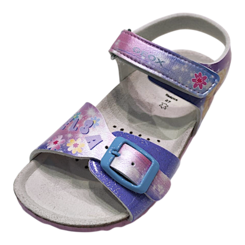 Sandalo bambina frozen dark lilac-glitter tipo birkenstock con strappo e fibbia frontale - Geox