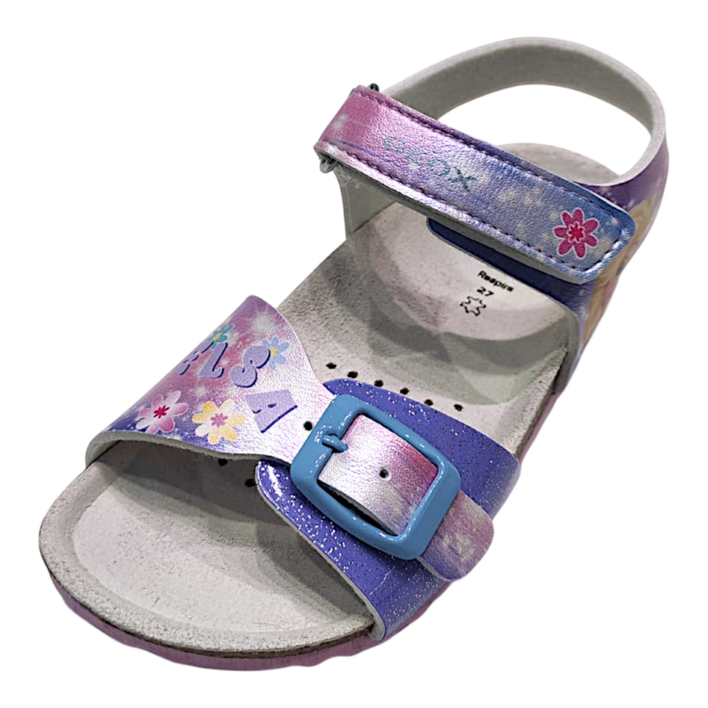 Sandalo bambina frozen dark lilac-glitter tipo birkenstock con strappo e fibbia frontale - Geox 1 Sandalo bambina frozen dark lilac-glitter tipo birkenstock con strappo e fibbia frontale - Geox