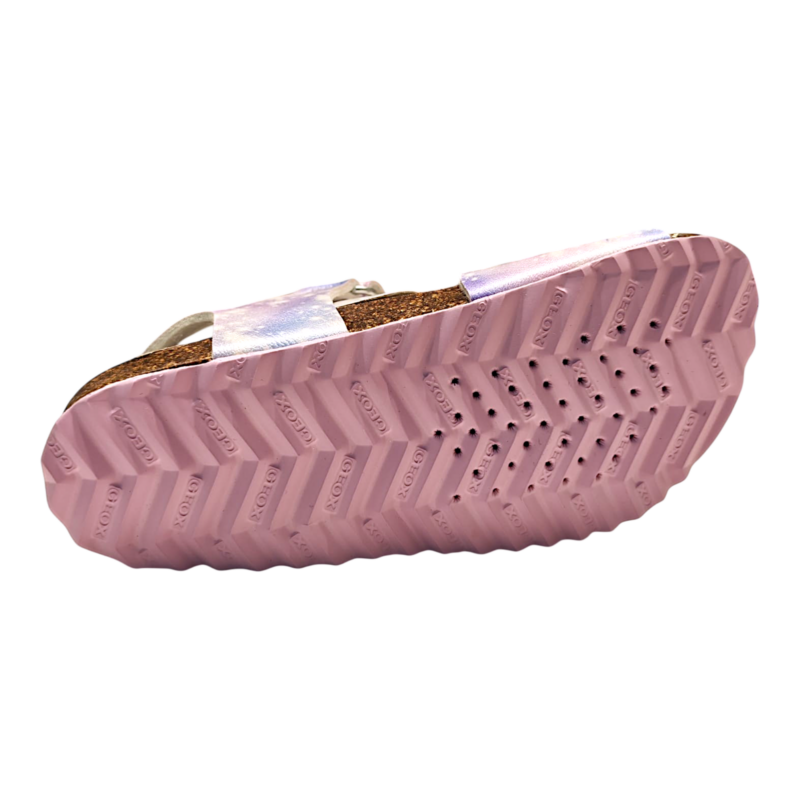 Sandalo bambina frozen dark lilac-glitter tipo birkenstock con strappo e fibbia frontale - Geox 5 Sandalo bambina frozen dark lilac-glitter tipo birkenstock con strappo e fibbia frontale - Geox