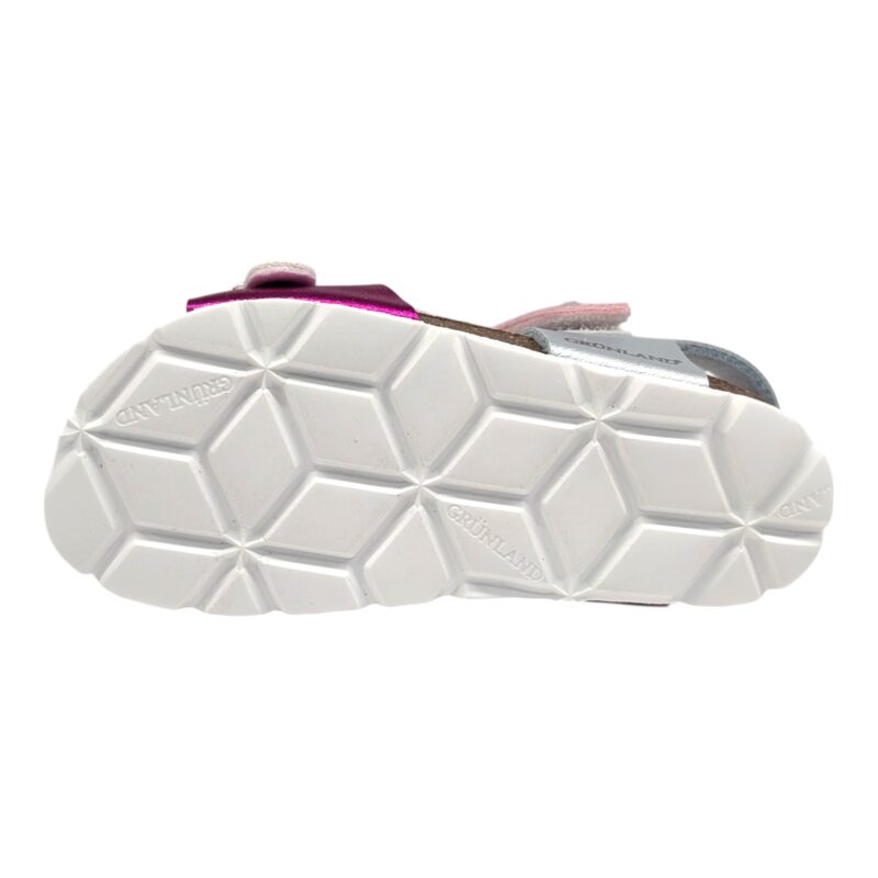 Sandalo bambina fuxia-bianco e celeste con strappo - Grunland