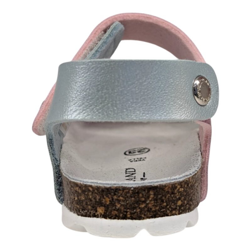 Sandalo bambina fuxia-bianco e celeste con strappo - Grunland