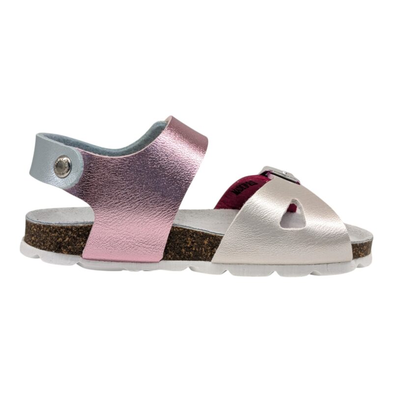 Sandalo bambina fuxia-bianco e celeste con strappo - Grunland