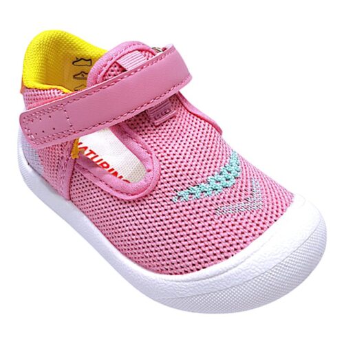 Sandalo bambina primi passi occhietti in tessuto modello cocoon con strappo fucsia-multicolor - Falcotto