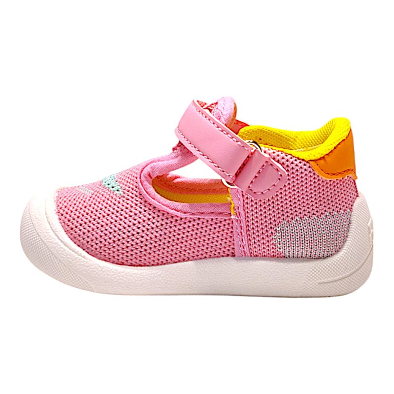 Sandalo bambina primi passi occhietti in tessuto modello cocoon con strappo fucsia-multicolor - Falcotto