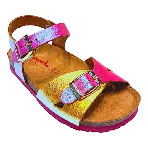 Sandalo bambina rigaradiant con gradiente fucsia-arancione-multicolor – BioNatura