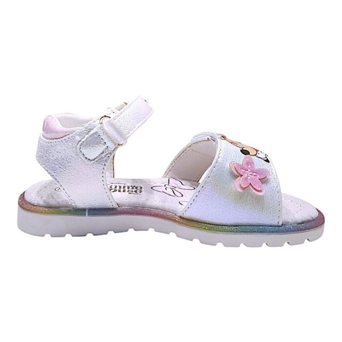 Sandalo bambina white-pink glitter con stampa minnie Disney e doppio strappo- Silver
