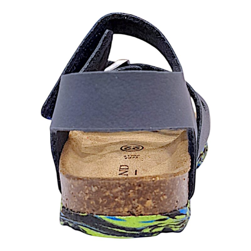 Sandalo bambino blu con suola multicolor, strappo e fibbia - Grunland