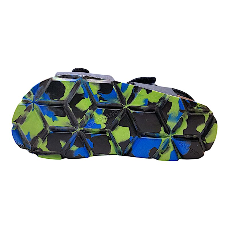 Sandalo bambino blu con suola multicolor, strappo e fibbia - Grunland