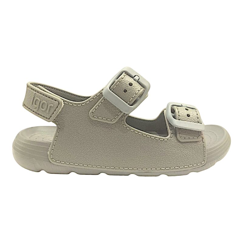 Sandalo bambino da mare in gomma verde-grigio e strappo - Igor