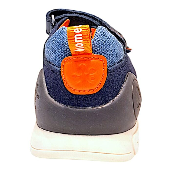 Sandalo bambino primi passi  blu con dettagli arancio, azzurro e grigio - Biomecanics