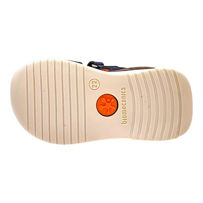 Sandalo bambino primi passi  blu con dettagli arancio, azzurro e grigio - Biomecanics