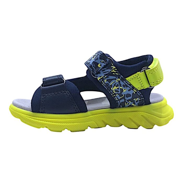 Sandalo bambino-ragazzo navy-lime con doppio strappo - Geox