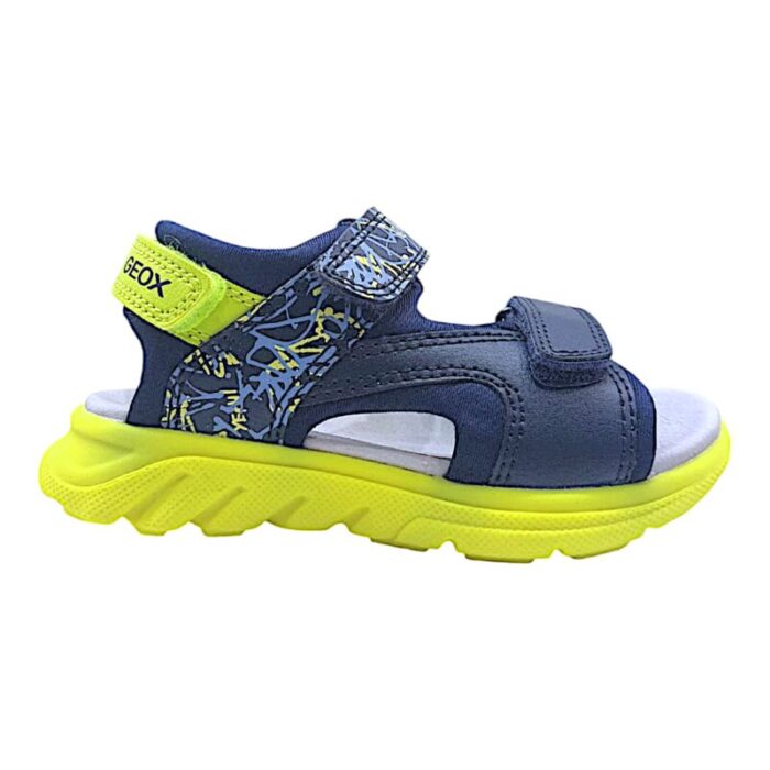 Sandalo bambino-ragazzo navy-lime con doppio strappo - Geox