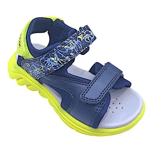 Sandalo bambino-ragazzo navy-lime con doppio strappo - Geox