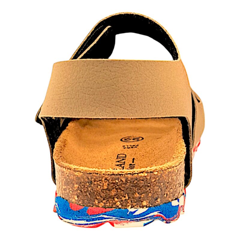 Sandalo bambino tortora con suola multicolor, strappo e fibbia - Grunland