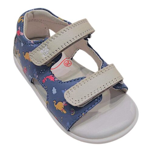 Sandalo barefoot blu indigo primi passi per bambino con draghetti multicolor e doppio strappo – Garvalín 3 Sandalo barefoot blu indigo primi passi per bambino con draghetti multicolor e doppio strappo – Garvalín