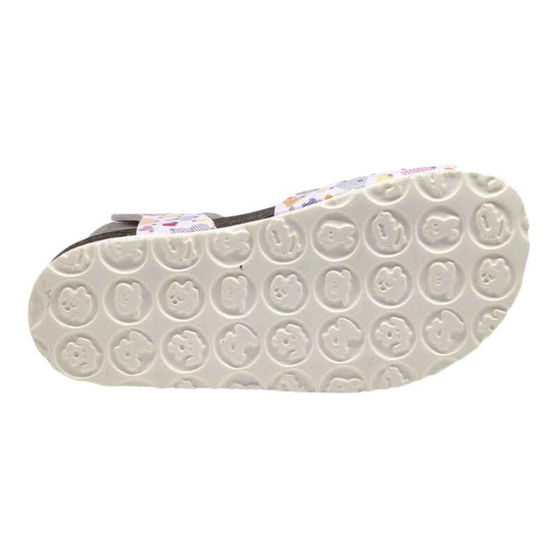 Sandalo bianco bambina con cuori multicolor e fibbie - BioNatura