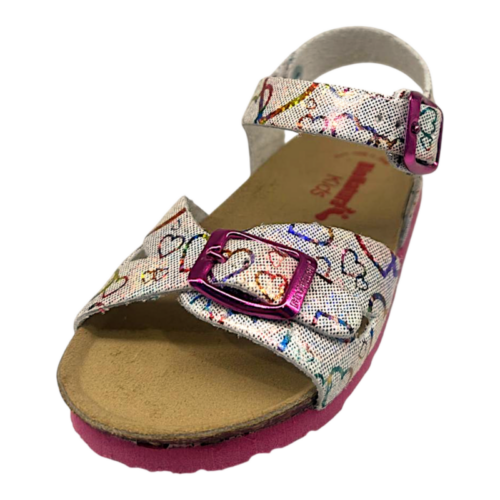 Sandalo bianco per bambina con disegni multicolor e doppia fibbia – BioNatura 4 Sandalo bianco con disegni multicolor e doppia fibbia per bambina – BioNatura
