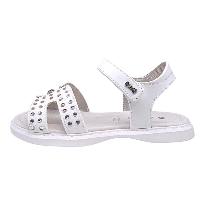 Sandalo bianco con fascia tipo hermess con strass e strappo - Asso