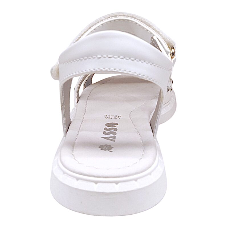 Sandalo bianco con fascia tipo hermess con strass e strappo - Asso