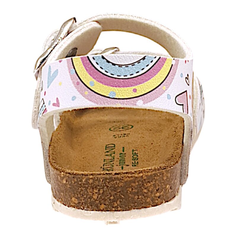 Sandalo bianco per bambina con arcobaleni, cuori e fibbie - Grunland