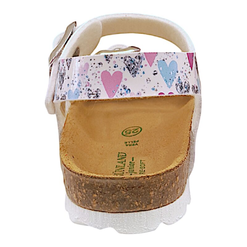 Sandalo bianco per bambina con cuoricini multicolor e fibbie - Grunland