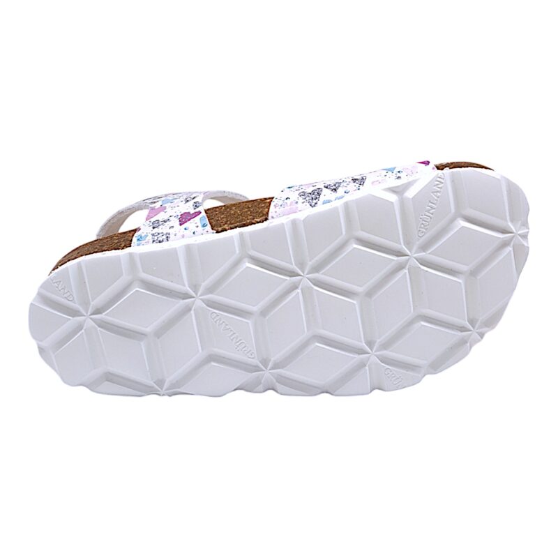 Sandalo bianco per bambina con cuoricini multicolor e fibbie - Grunland