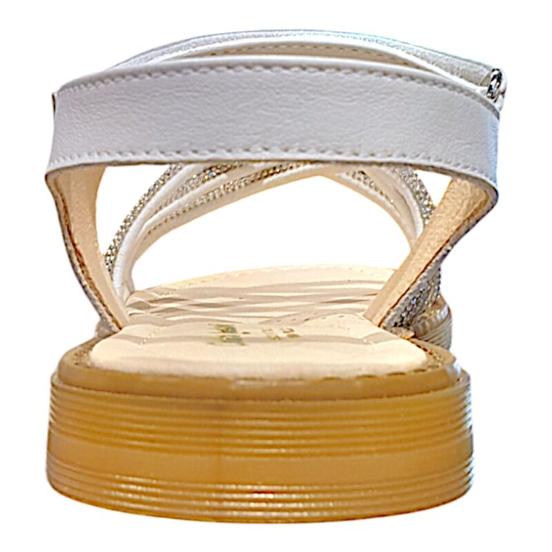 Sandalo bianco per bambina con fasce strass cristal e cinturino a strappo - Chiara Luciani